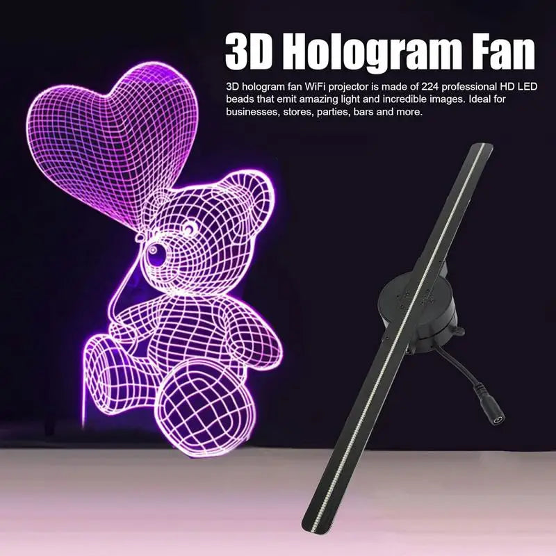 3D Fan Hologram Projector Wifi Control Remote Commercial Advertising Display Hologram Lamp for Christmas Party Peaceful Pleasures Health and Wellness
