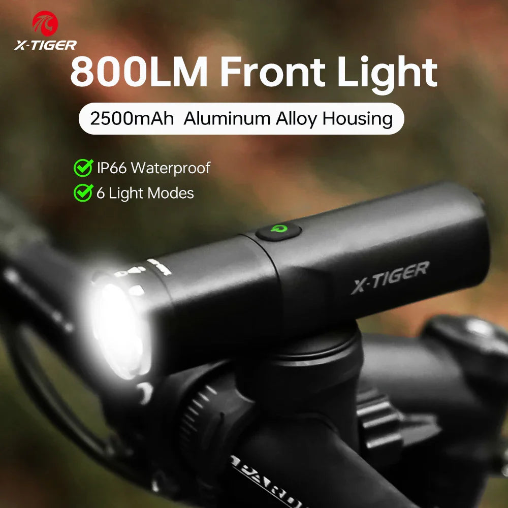 X-TIGER 800LM Rechargeable Bike Front Light – IP66 Waterproof