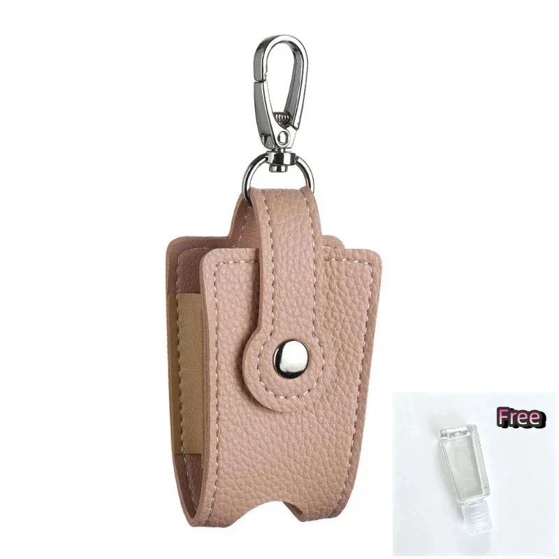PU Leather Hand Sanitizer Holder & Refillable Bottle + Carabiner