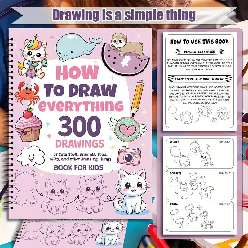 Bview Art Step-by-step Drawing Guide 300 Cute Animals Foods Creative