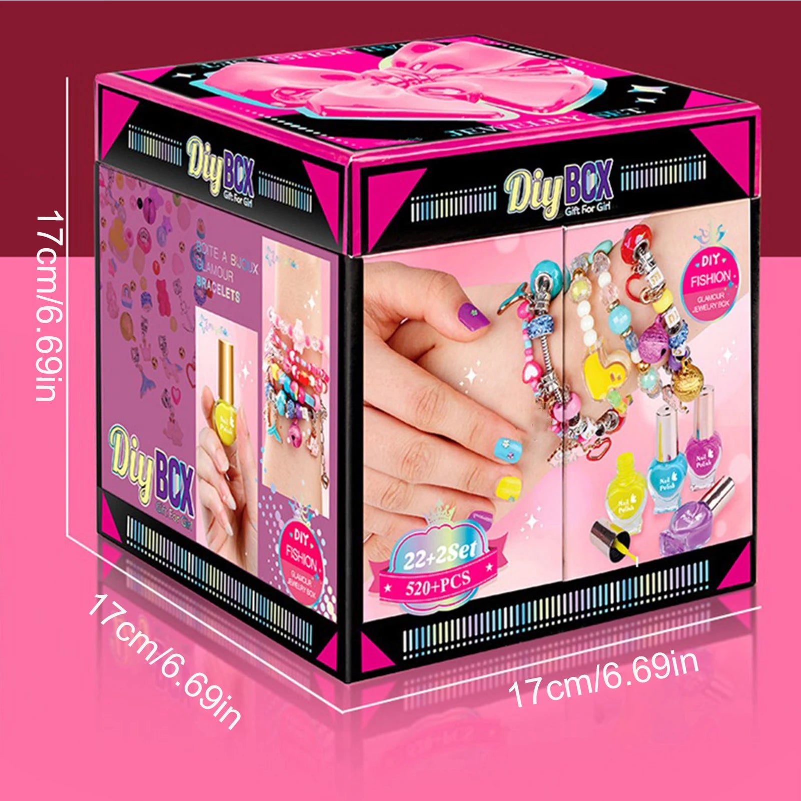 Kids Makeup Cosmetics Pretend Playing Box Jewelry Box DIY Bracelet Earrings Necklace Making Kit Christmas Girls Gift Box Peaceful Pleasures Health and Wellness 1set
