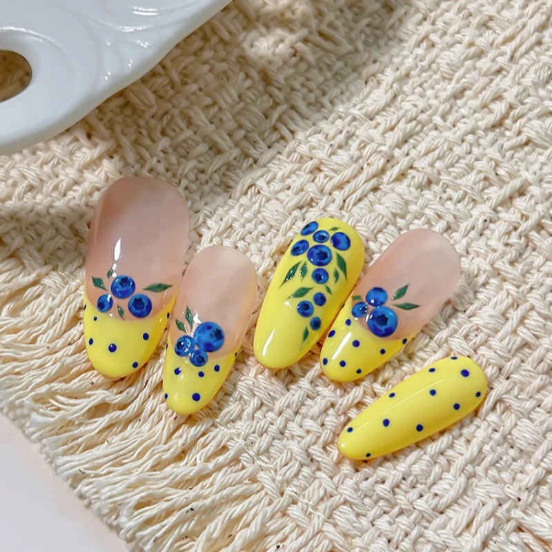 3D Embossed Blueberry Polka Dot Nail Stickers | Fruit Nail Art
