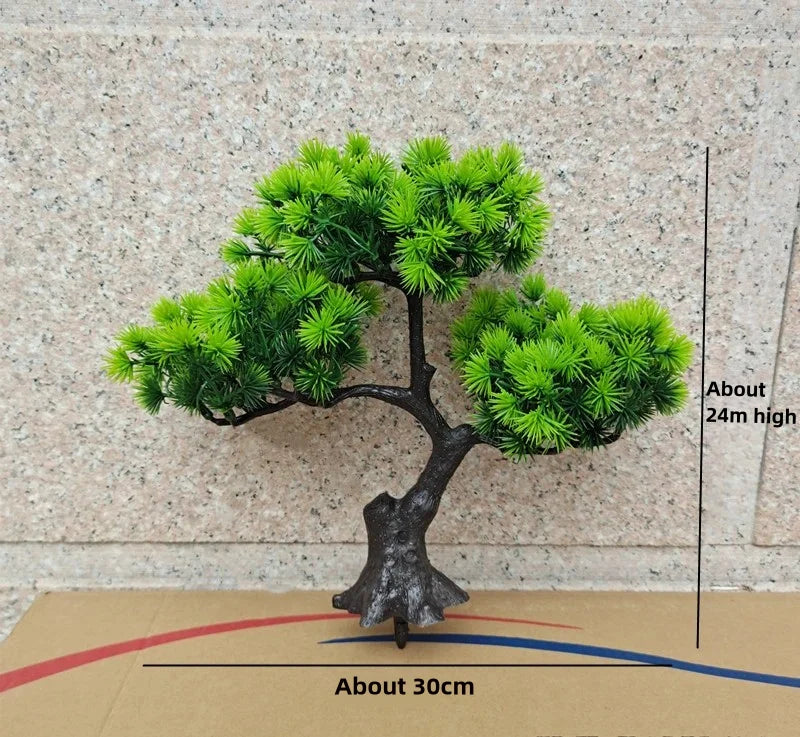 Simulation Welcoming Pine Bonsai Desktop Decor Simulation Plant Small Potted Living Room Green Plant Decoration Ornaments Peaceful Pleasures Health and Wellness C 1pcs