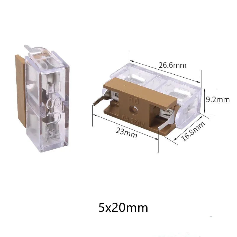 5pcs 5*20mm 6*30mm Glass Fuse Holder with Transparent Cover Fuse Blocks 5x20mm 6x30mm Insurance Header 250V Peaceful Pleasures Health and Wellness 5x20mm