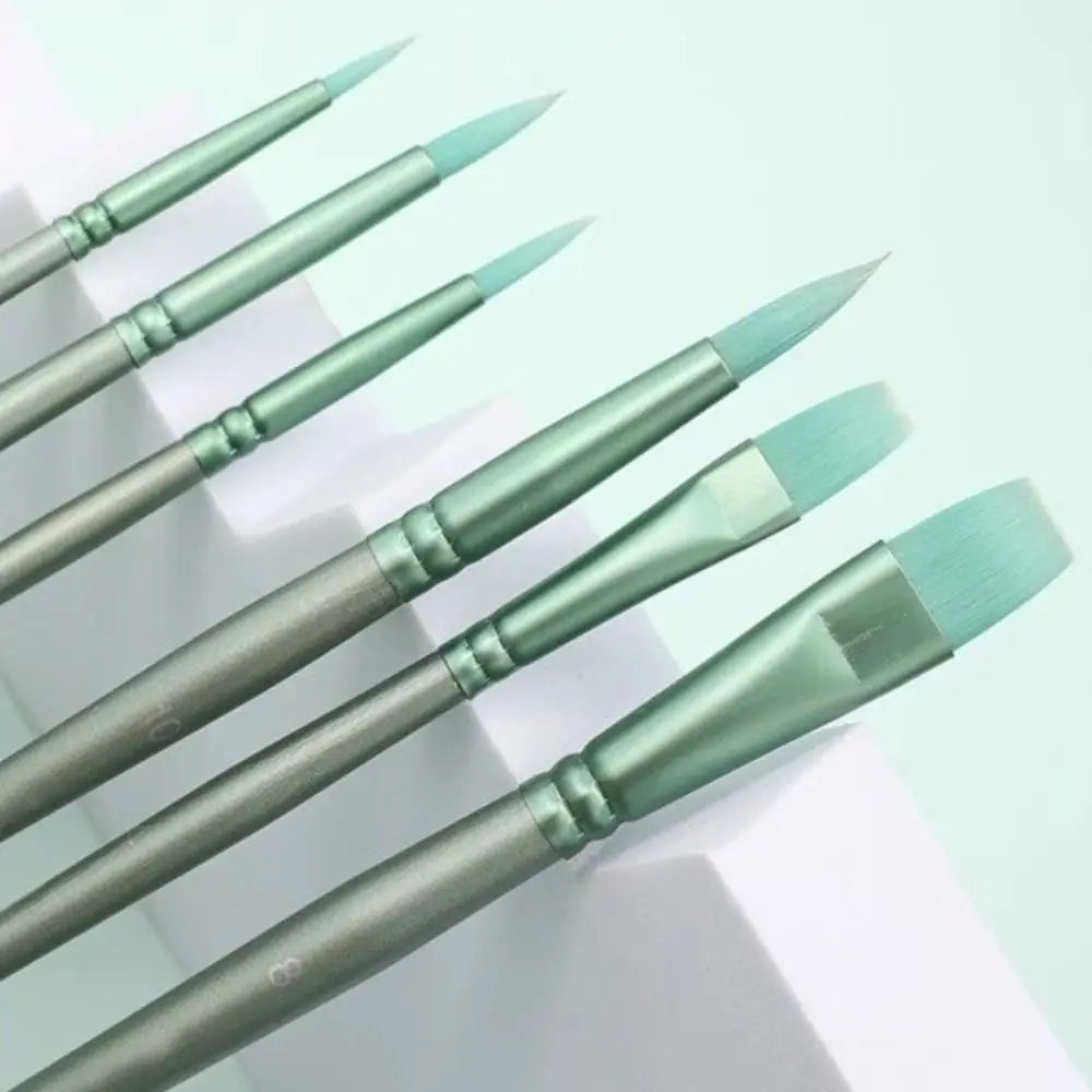 4/6pcs soft hair Painting Brush Set Different Shape Nylon Watercolor Drawing Brushes Professional Wooden Handle Peaceful Pleasures Health and Wellness