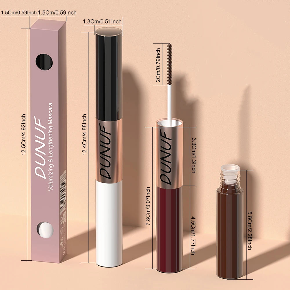 Dual-Ended Color Mascara Long-Lasting Waterproof Volumizing Lengthening Curling Eyelash Makeup for Women Peaceful Pleasures Health and Wellness