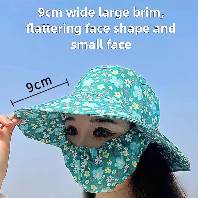 Women's Wide Brim Floral UV Sun Hat – Beach, Garden & Cycling