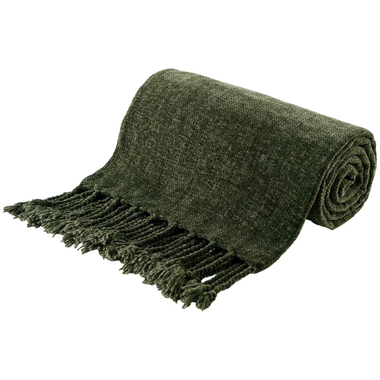 Battilo Chenille Throw Blanket with Fringe Tassels | Soft Knit
