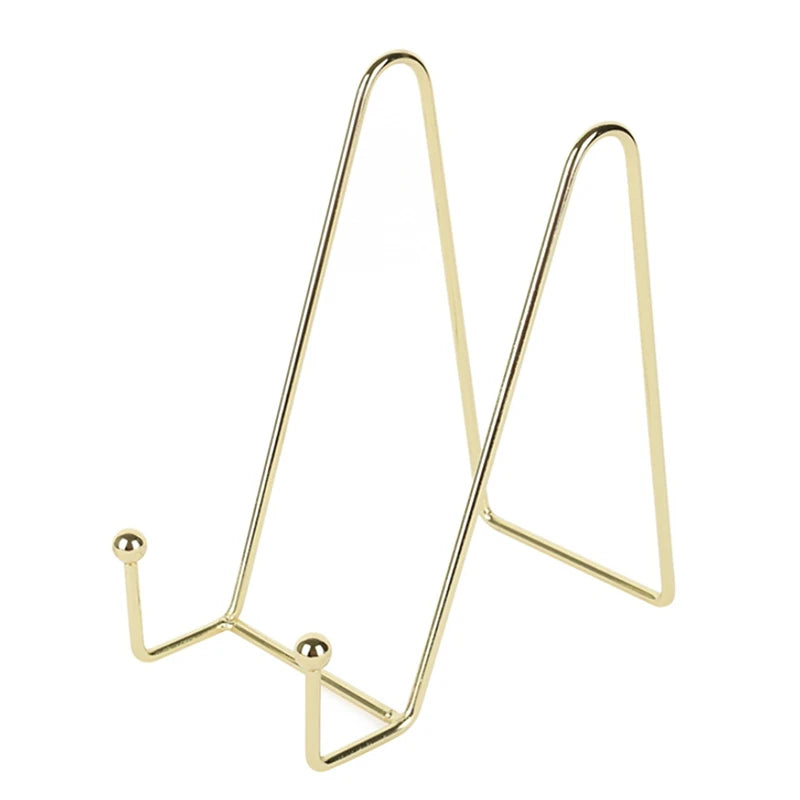 3Pcs Metal Display Easel Stand Holder for Pictures Photos Plates Artwork Tabletop Decorative Dish Frame Home Decor Peaceful Pleasures Health and Wellness Gold L
