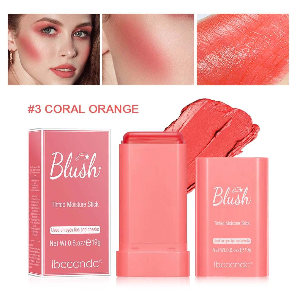 Long Lasting Non-Fading Silky Smooth Cream Blush for Cheeks1 Piece Lips Eyes Christmas Gift Smudge-Proof Multi-Use Blush Stick Peaceful Pleasures Health and Wellness orange 1
