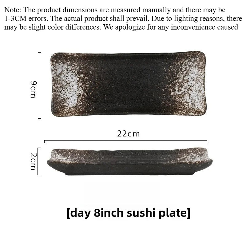 Creative 8-inch Rectangular Ceramic Sushi Plate Ideal for Japanese Cuisine and Dessert Display in Special Restaurants and Homes Peaceful Pleasures Health and Wellness 1pc C 8 inches