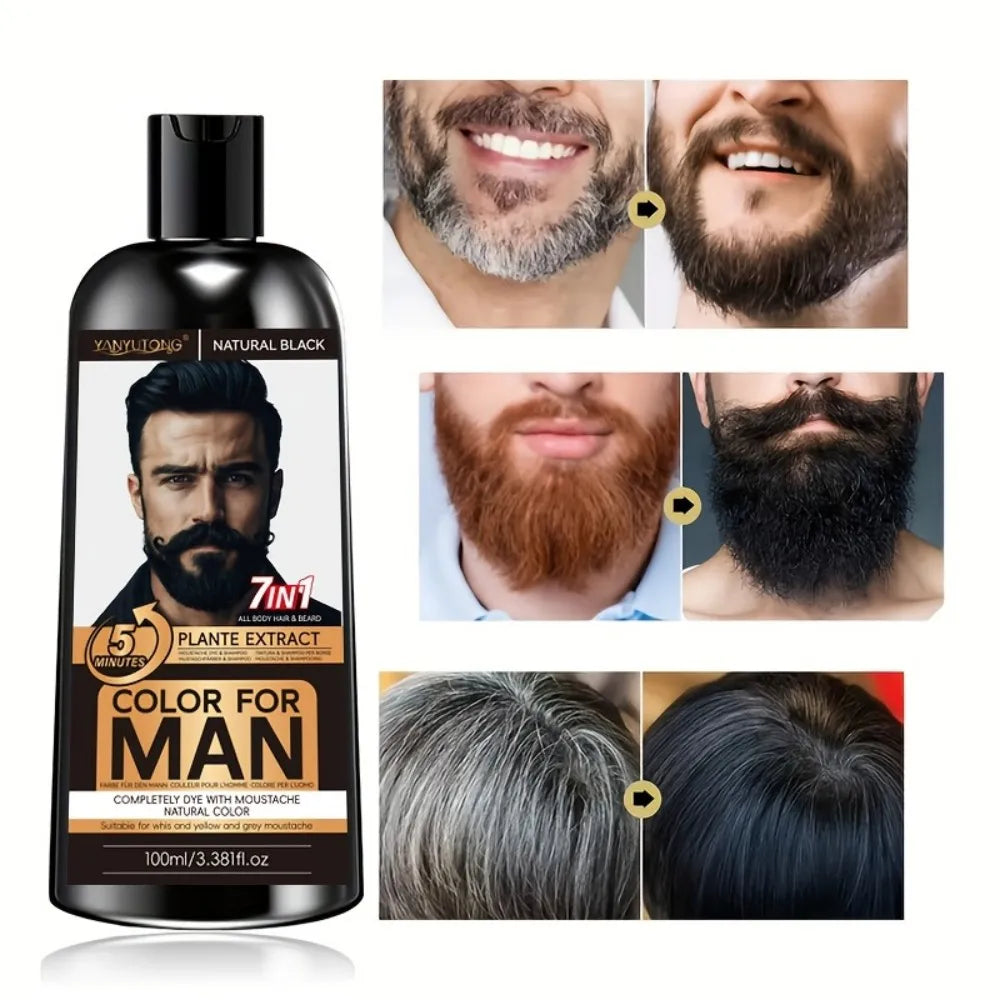 7-in-1 Men's Beard Dye – Natural Plant Pigment Hair Color