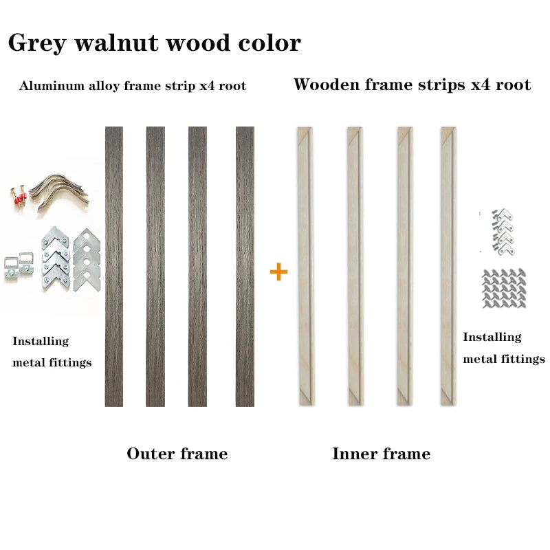 Aluminum Metal Modern Oil Paintings Frame, Floating and Wood Frame,Metal Canvas Prints, Painting Bars for Wall Art, DIY Peaceful Pleasures Health and Wellness Grey Walnut Wood customized