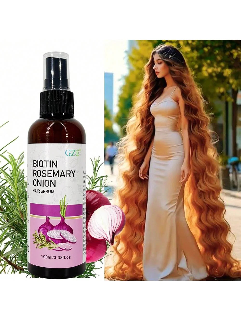 GZE Biotin Rosemary Onion Hair Serum – Heat Protection 100ml Hair Growth Serum Peaceful Pleasures Health and Wellness