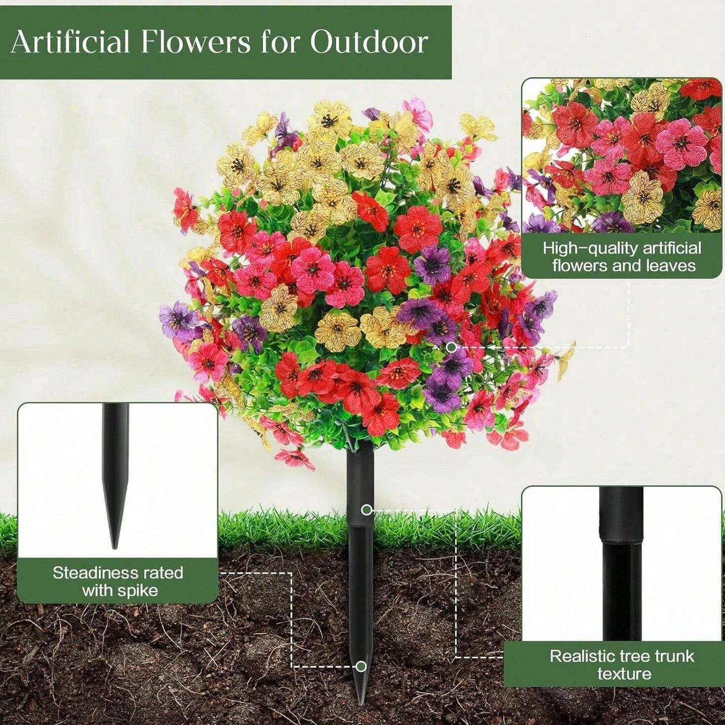 Colorful Artificial Flower Ball Ground Insert | Wedding & Garden