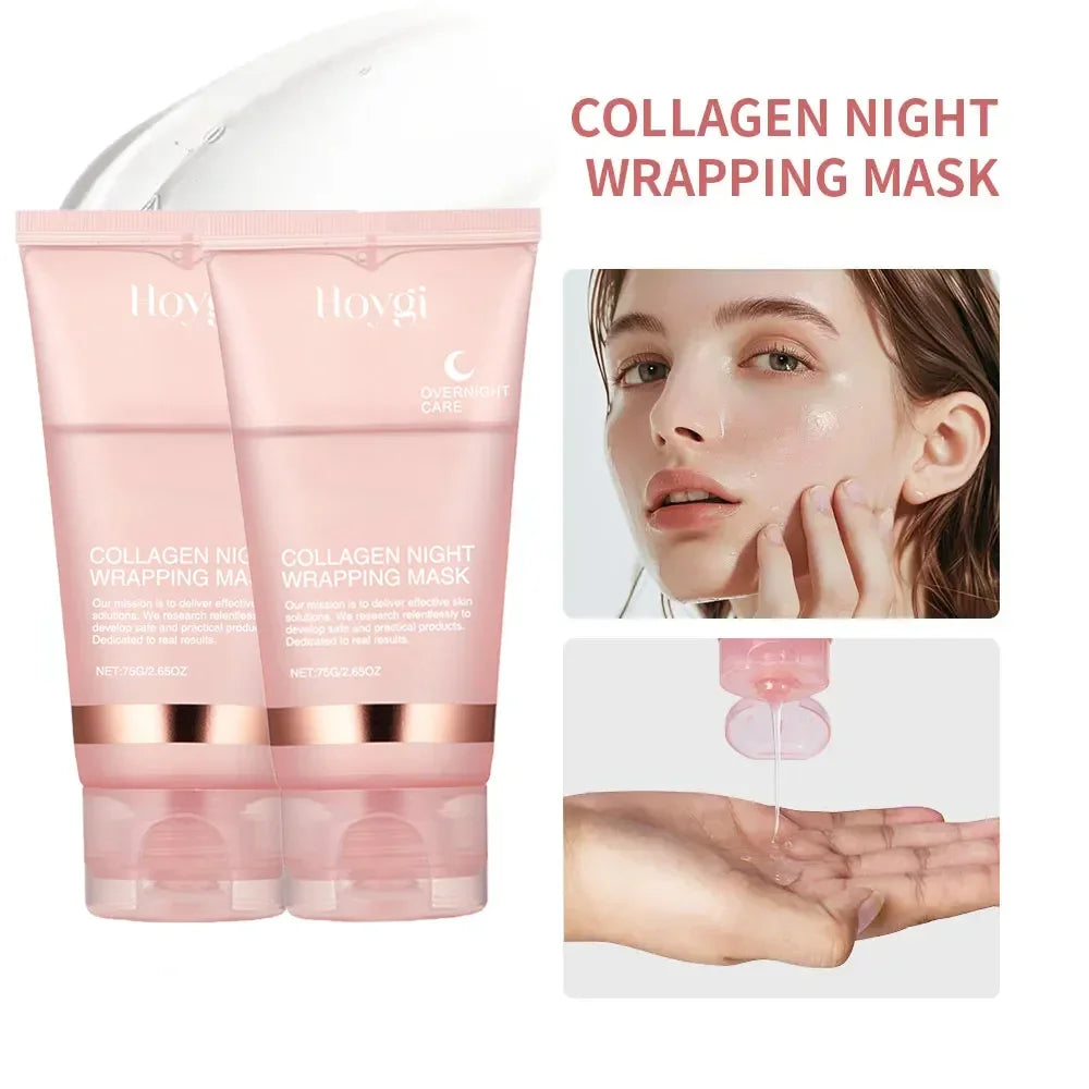 Collagen Overnight Wrapping Peel Off Facial Mask Set Korean Collagen Night Wrapping Mask Deeply Hydrates Night Care Mask Cream Peaceful Pleasures Health and Wellness