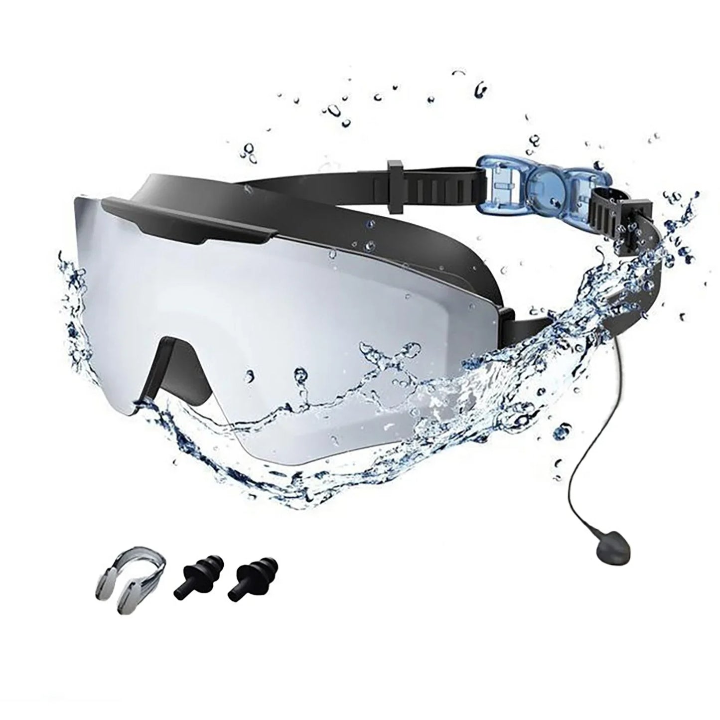 Mirrored Anti-Fog Swim Goggles | Wide View Large Frame & Earplugs