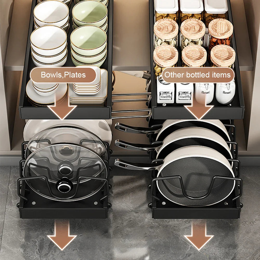 Pull-Out Pots & Pans Organizer | Sliding Cabinet Rack