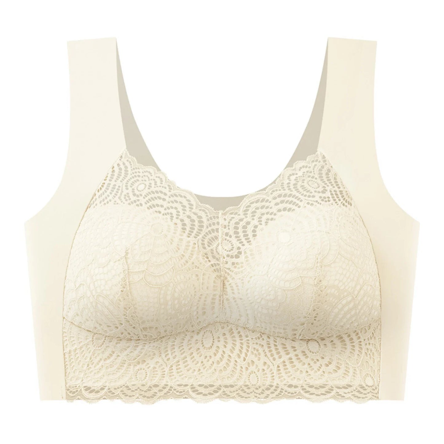 Women's Seamless Wireless Lace Bra – Wire-Free Anti-Shake Support