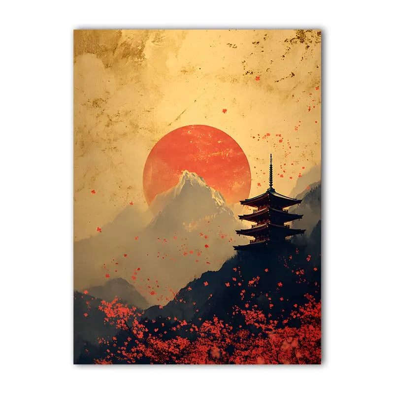 Abstract Wall Art Japanese Landscape Canvas Painting Modern Style Poster Prints Living Room Wall Decor Peaceful Pleasures Health and Wellness 04 21X30cm No Frame China Mainland