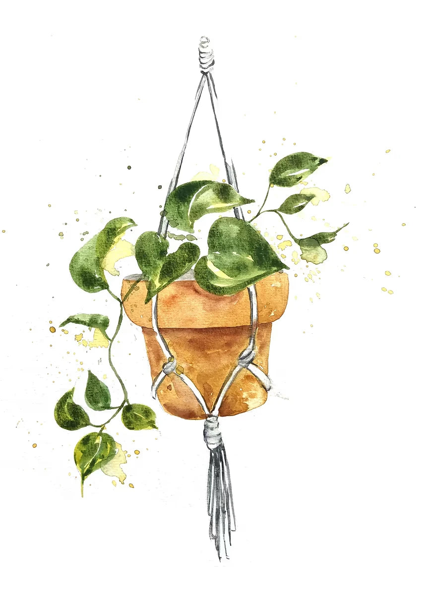 Plant Potted Watercolor Poster Family Garden Houseplant Botanical Canvas Printing Wall Art Picture for Living Room Home Decor Peaceful Pleasures Health and Wellness