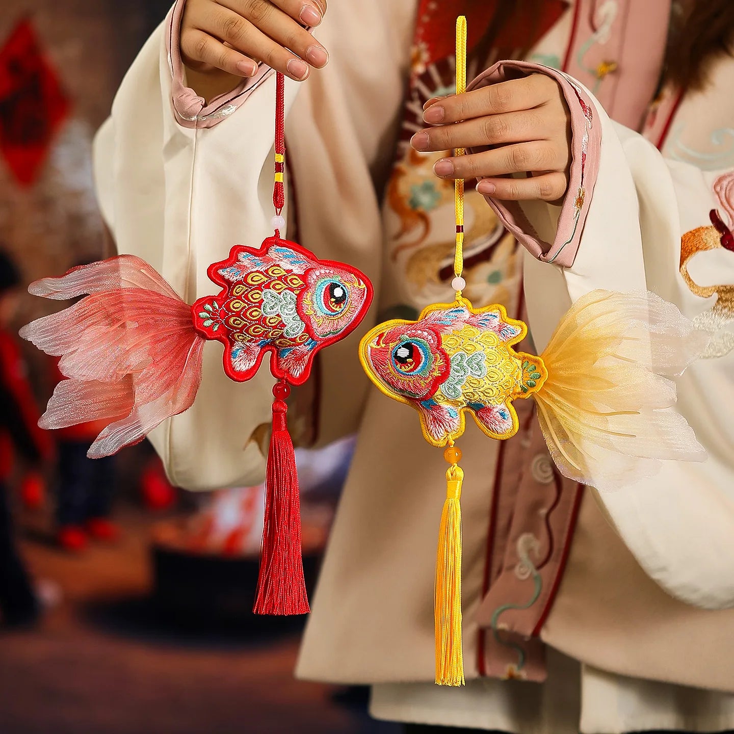 New Year Decoration Five Blessings Tiger Koi Pendant Horse Spring Festival Persimmon Fortune Car Sachet Hanging Ornament Decor Peaceful Pleasures Health and Wellness