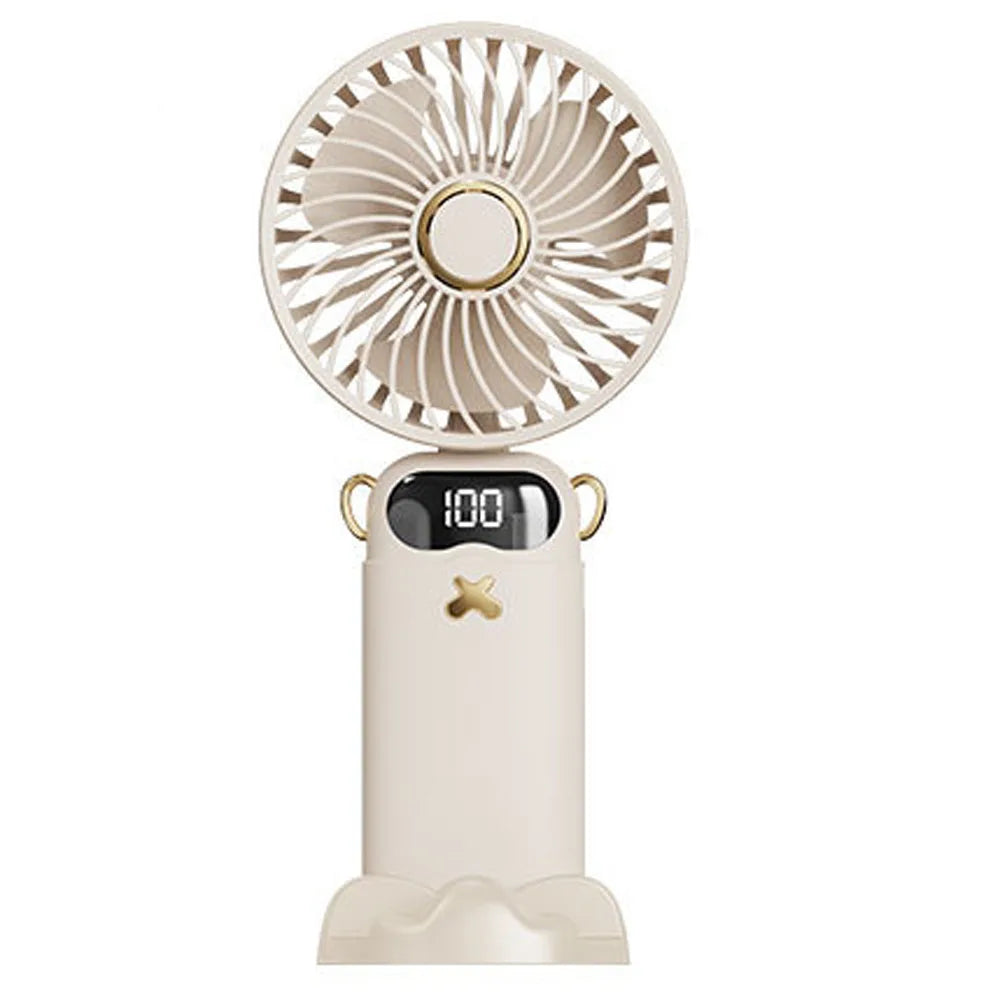 3000mAh Ultra-Quiet USB Mini Handheld Fan Portable Desk Fans 5 Speed USB Rechargeable Fan with Phone Stand and Display Screen Peaceful Pleasures Health and Wellness WHITE