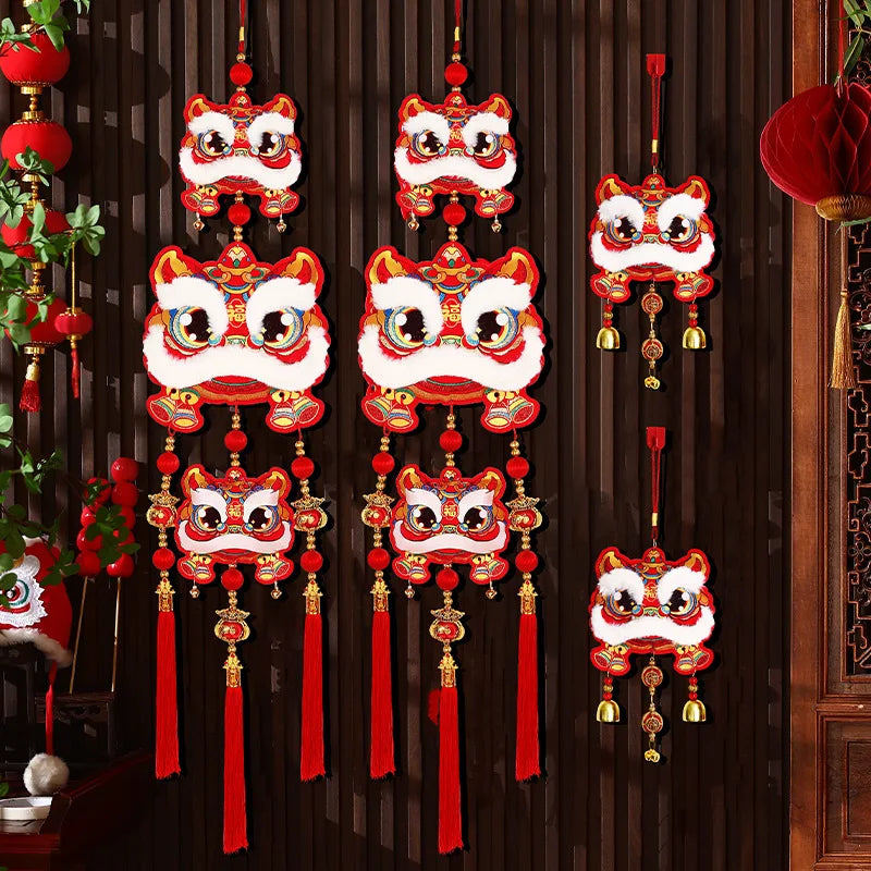 2025 New Year's Blessing Lion Awakening Pendant Celebrate Snake Year Spring Festival Atmosphere Bell Hanging Decoration Peaceful Pleasures Health and Wellness