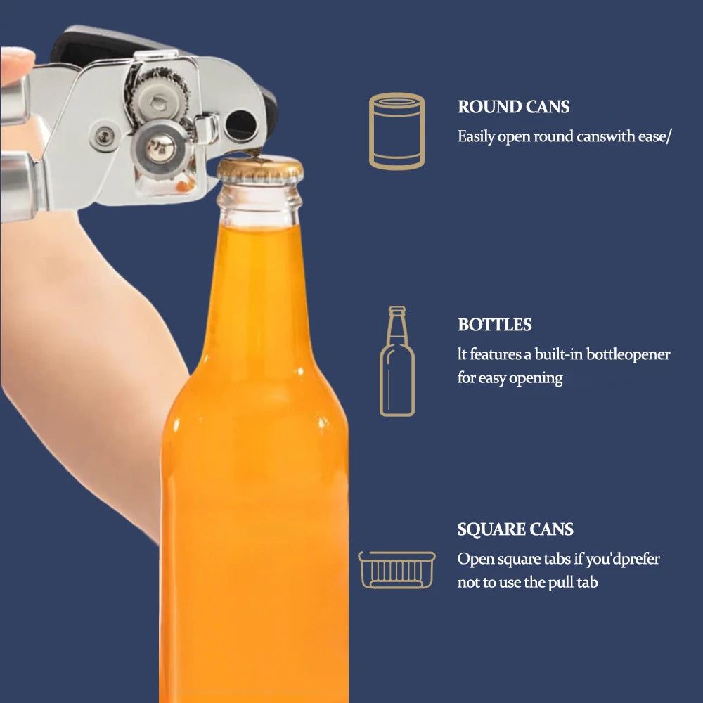 Stainless Steel Multifunctional Professional Can Manual Can Opener Craft Beer Grip Can Opener Bottle Opener Kitchen Gadgets Peaceful Pleasures Health and Wellness