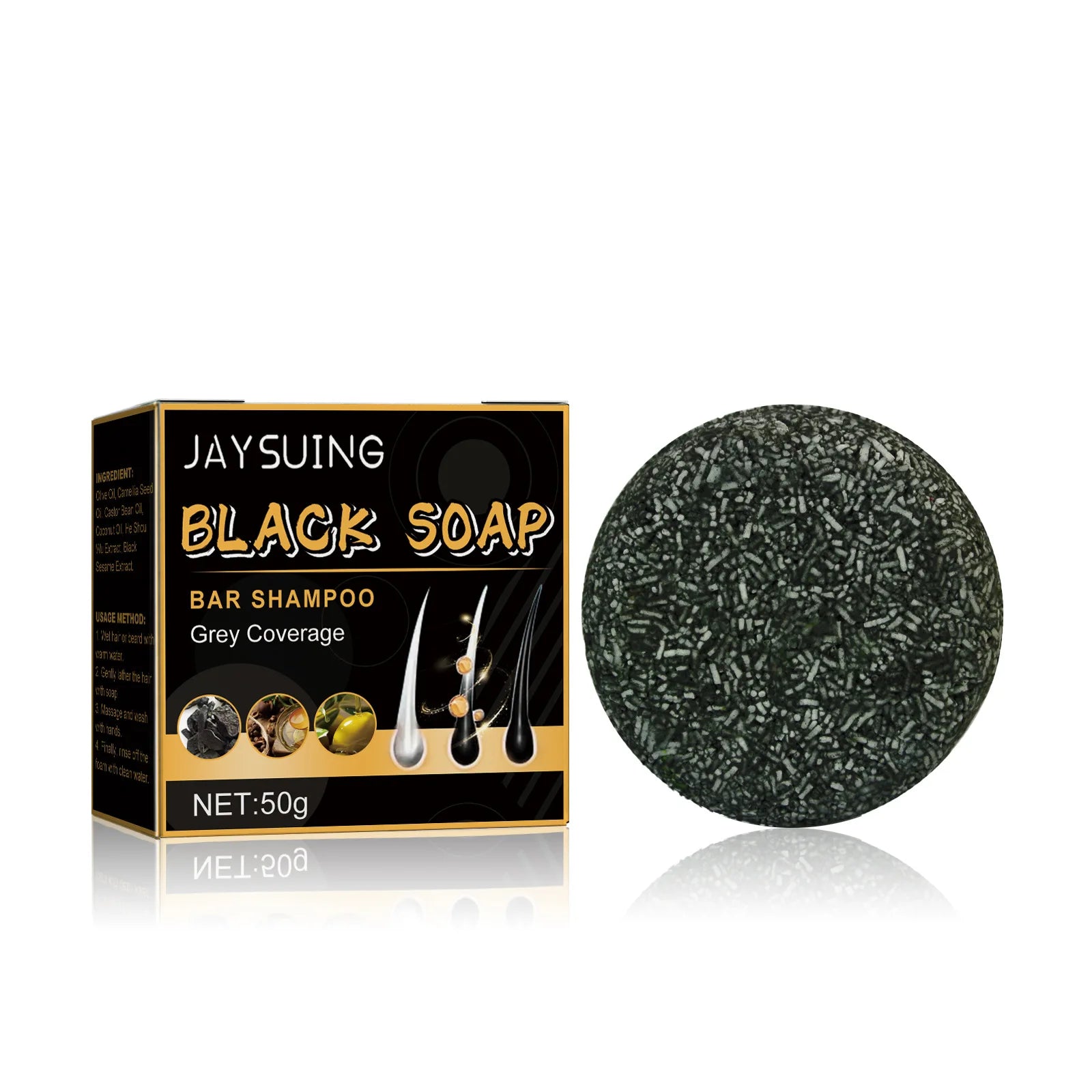 Hair strengthening shampoo soap, hair soap, cleansing scalp, soften hair strong hair, men and women usually hair care products, Peaceful Pleasures Health and Wellness Black50g