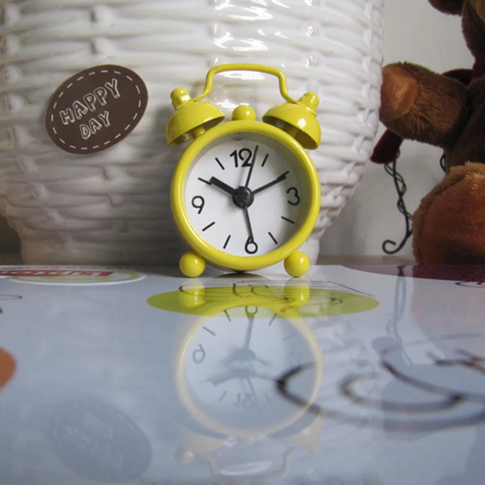 Retro Mini Double Bell Alarm Clock – Metal Desk & Travel