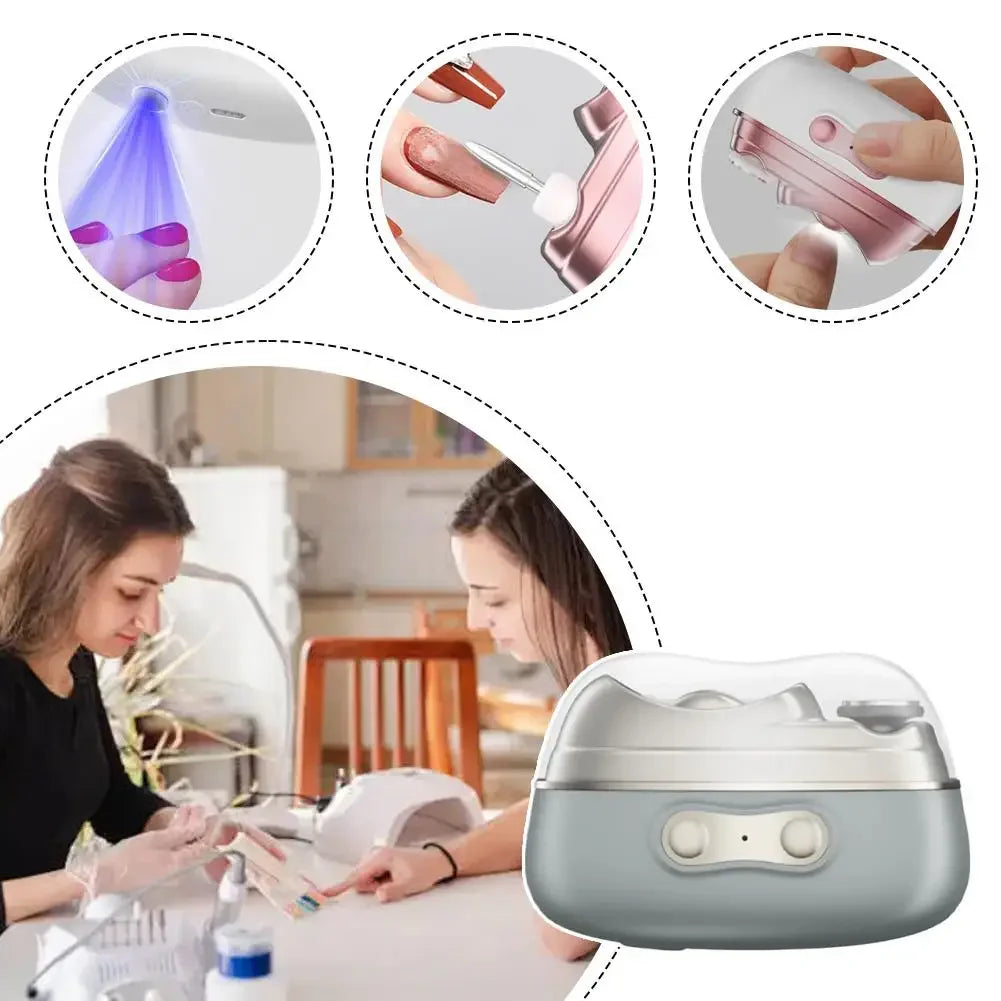 4-in-1 Electric Nail Clipper Automatic Nail Trimmer - Nail Grinder & Polisher with UV LED Lamp Manicure Pedicure Nail Care Tool Peaceful Pleasures Health and Wellness