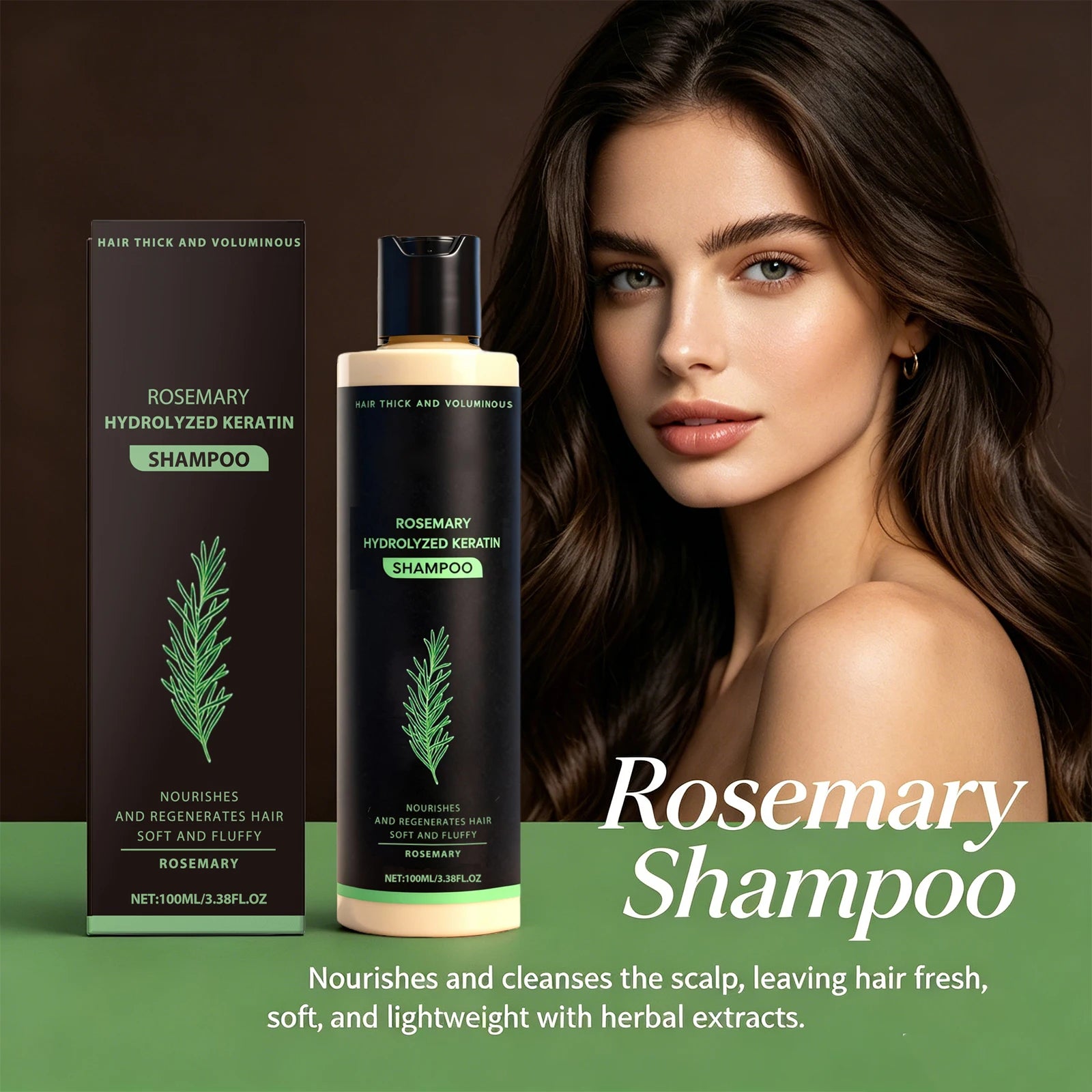 Rosemary Hydrolyzed Keratin Shampoo 100ml, Volumizing Thickening Cleanser Anti-Frizz Repair Nourishing Shampoo for Damaged Hair Peaceful Pleasures Health and Wellness