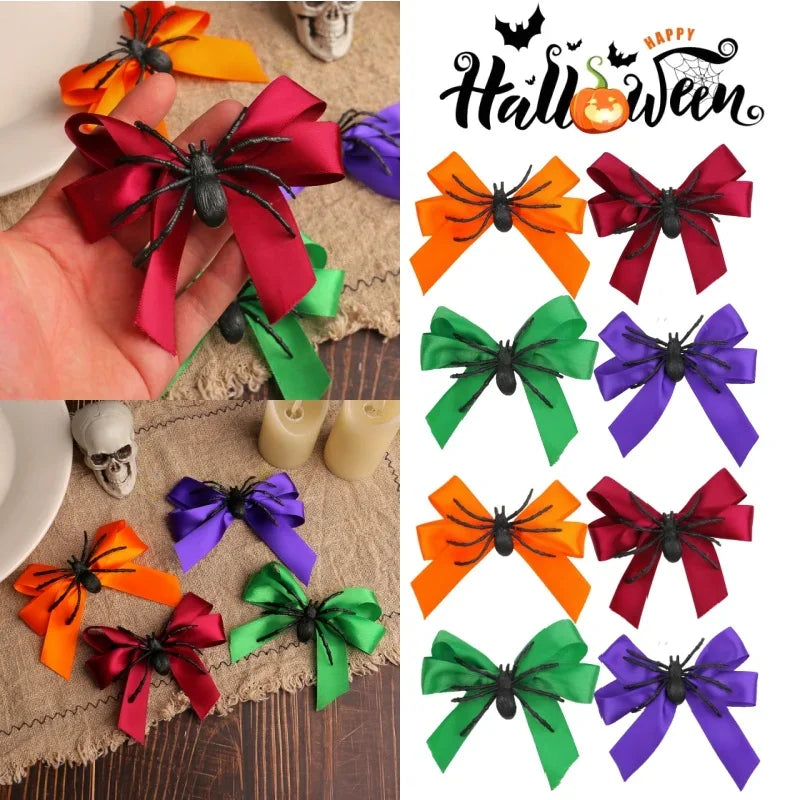 Halloween Spider Bow Hair Clips | Party Cosplay Gift (1–6 Pcs)