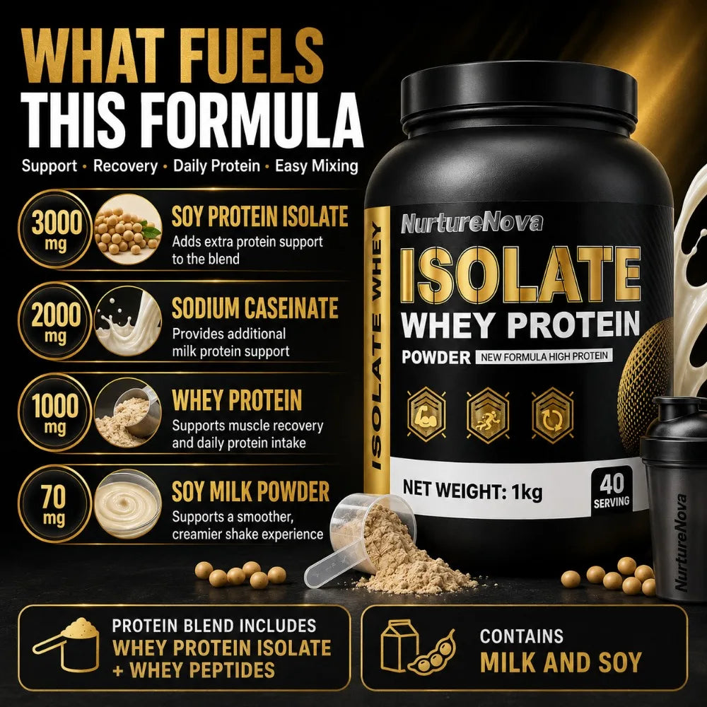 NurtureNova Whey Protein Isolate Powder 1kg | 40 Servings Whey Protein Powder Peaceful Pleasures Health and Wellness