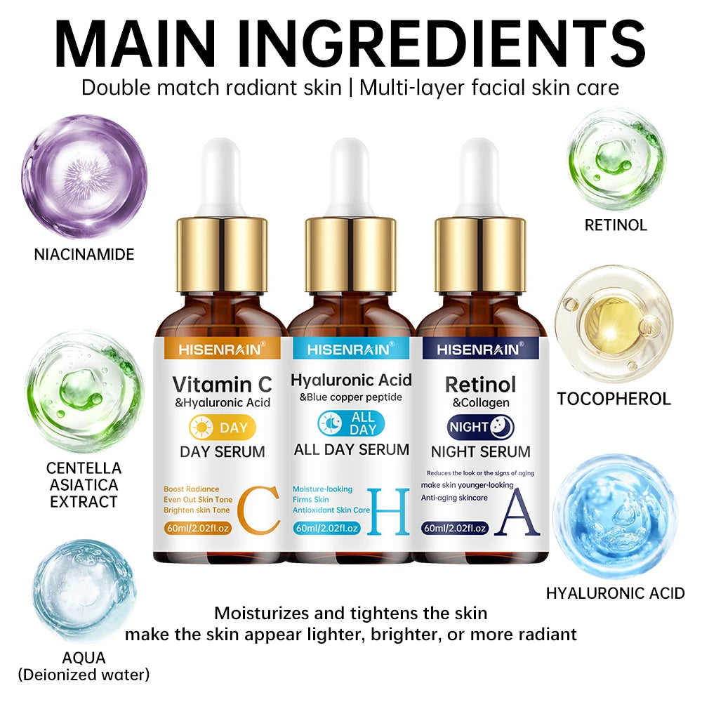 HISENRAIN Vitamin C Retinol Hyaluronic Acid Serum Duo Face Serum Duo Peaceful Pleasures Health and Wellness