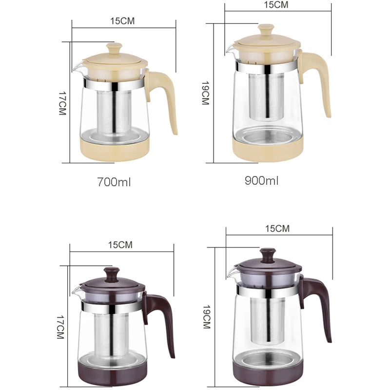 HMLOVE Heat Resistant Glass Teapot Puer Kettle Tea Infuser Filter
