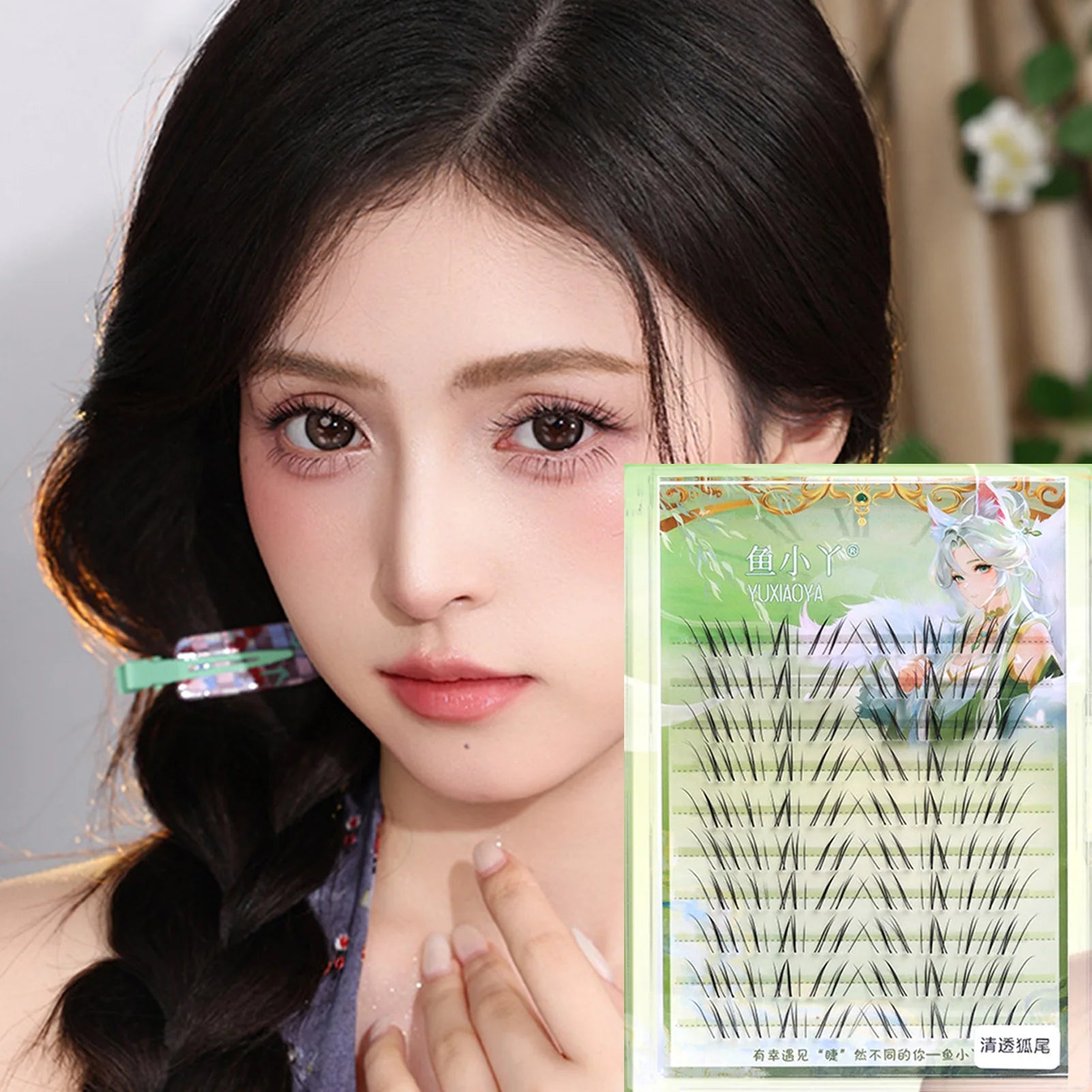 10 Rows Foxes Tail False Eyelashes 9-12mm Mixed Length Natural Slender Curling Lightweight Fake Eyelash Extension Chinese Style Peaceful Pleasures Health and Wellness