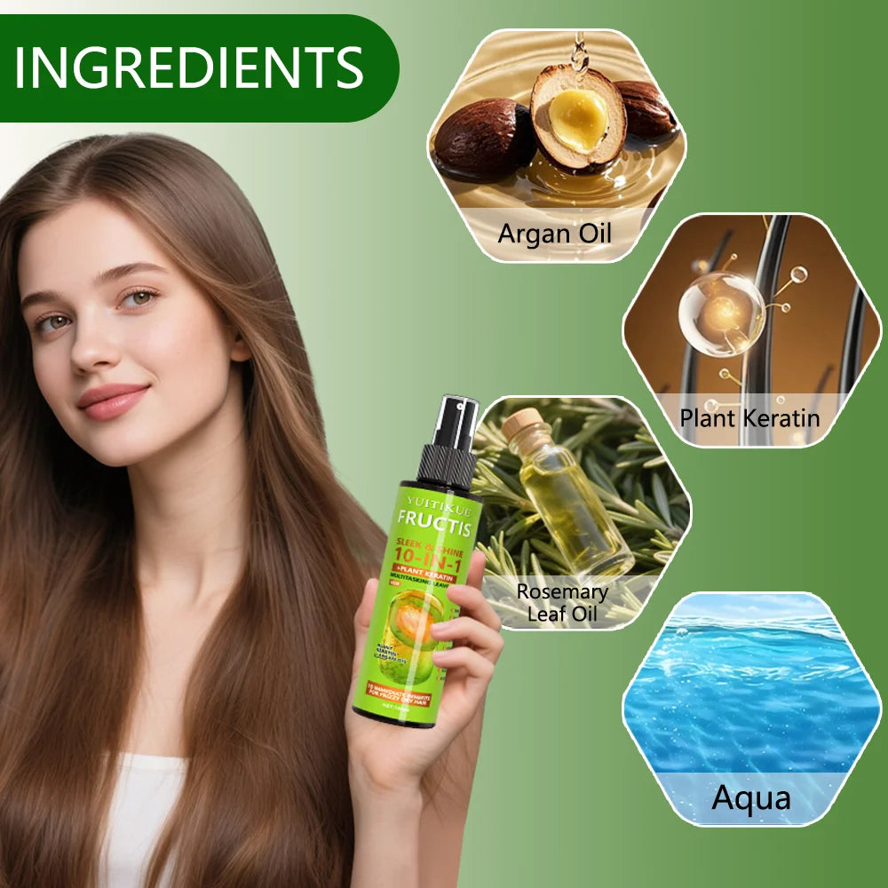 10-in-1 Hair Spray, containing plant keratin, offers 10 major benefits for dry and frizzy hair, including repair and smoothing. Peaceful Pleasures Health and Wellness