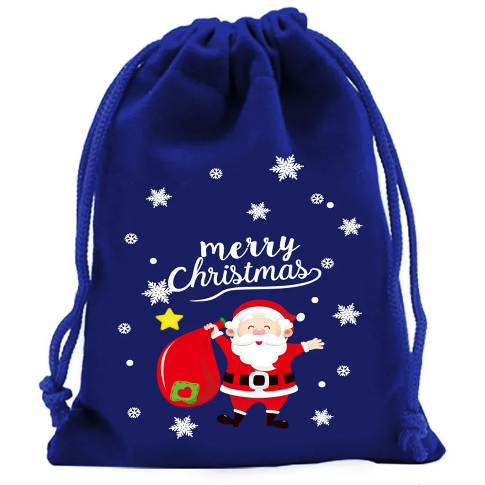 Christmas Velvet Drawstring Gift Bags | Candy & Jewelry Pouches