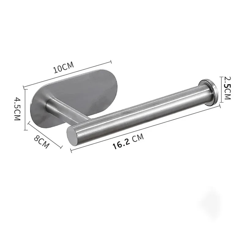 Adhesive Toilet Roll Holder | 304 Stainless Steel, No Drill
