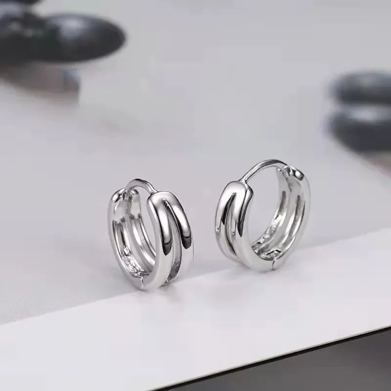 Hollow Out Double Ring Ear Buckle Personalized Style Earrings with A Cool Stylish Appearance Versatile Accessories Earrings New Peaceful Pleasures Health and Wellness Silver Color