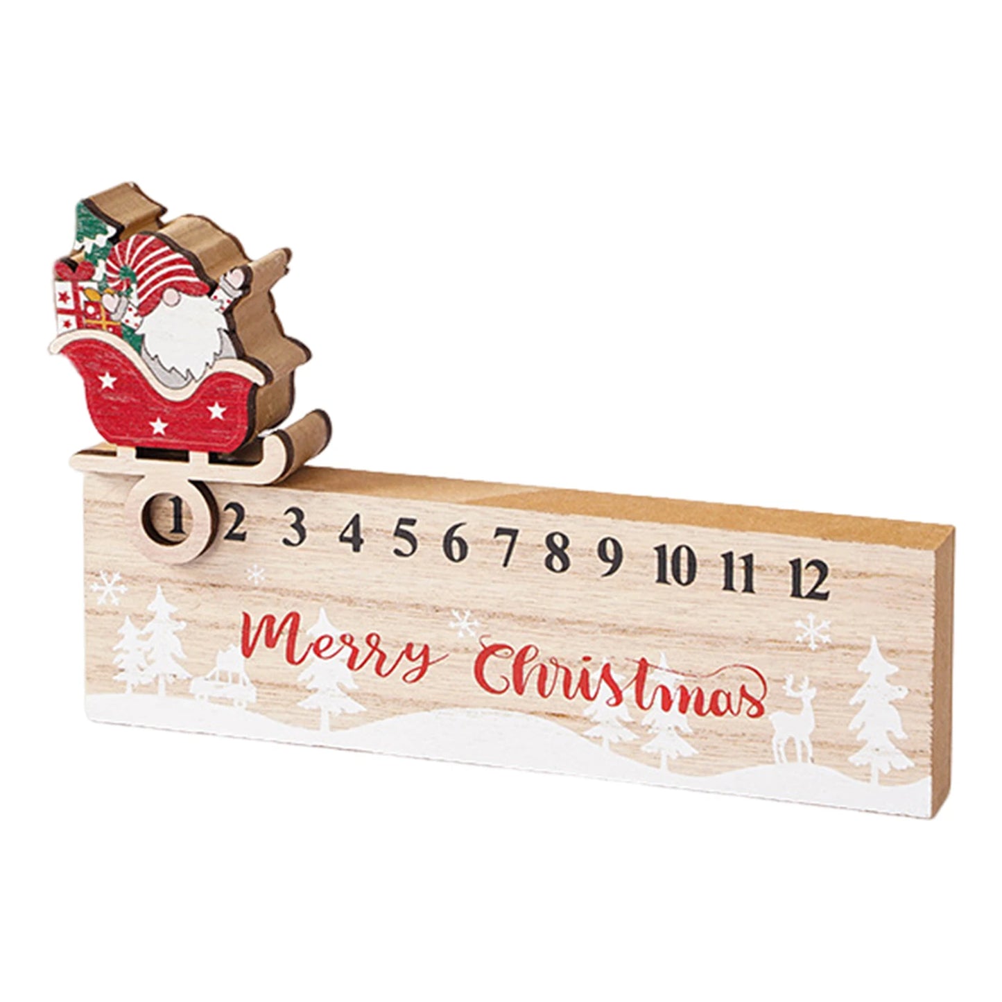 Fun Calendar Wooden Santa Countdown To Xmas Calendar Reusable Sturdy Festive Advents Calendar Desk Decoration Festive Home Decor Peaceful Pleasures Health and Wellness B As Shown