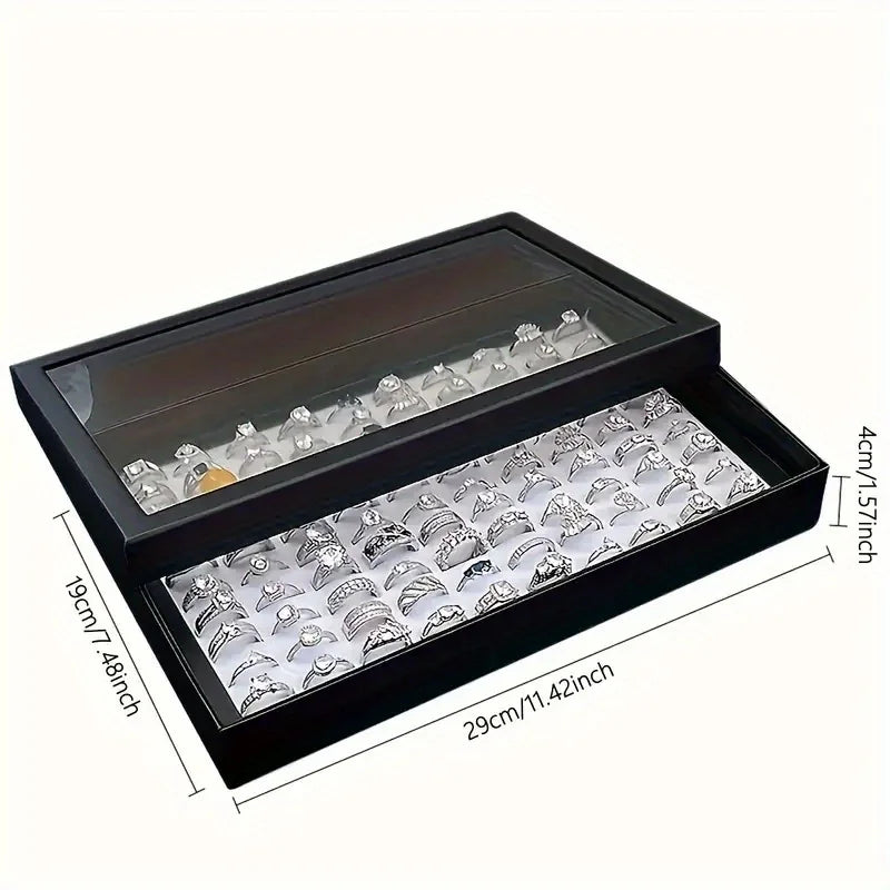 Black Velvet Ring Holder Display Tray – 100-Ring Jewelry Organizer