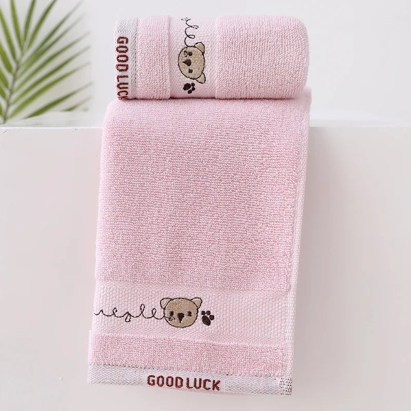 Baby Cotton Bath Towel – Soft Cartoon Bear Washcloth for Newborns