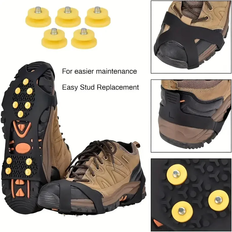 1Pair/2 Pairs Non-slip Shoes Covers, 10-tooth Ice Claws Spikes Crampons For Outdoor Mountaineering Camping Hiking Peaceful Pleasures Health and Wellness