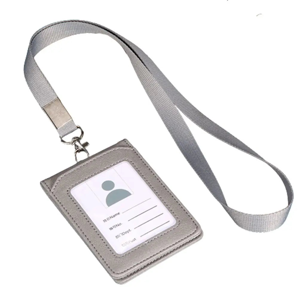 Business Neck Strap Stationery Office School Supplies Badge Holder Card Holder with Lanyard Bus Cards Cover ID Desk Organizer Peaceful Pleasures Health and Wellness Grey