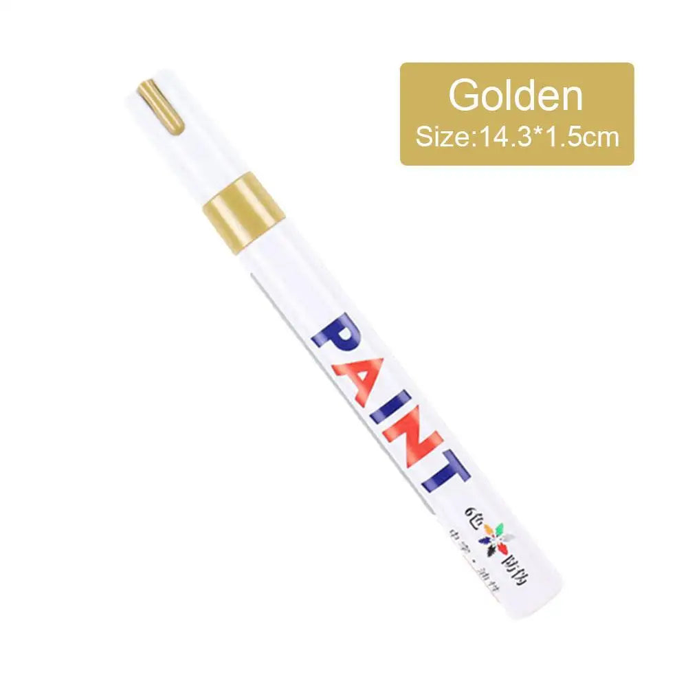 Color Waterproof Cars Wheel Tire Oily Mark Pen Auto Rubber Tyre Paint Pen Cd Metal Permanent Paint Marker Graffiti Touch Up Peaceful Pleasures Health and Wellness Gold