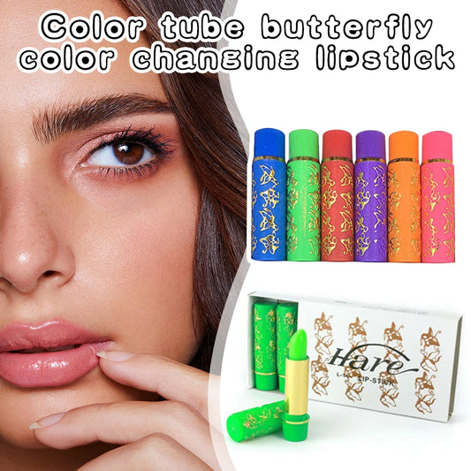 6-Pack Color-Changing Moisturizing Lipstick Set | Butterfly Tube Color-Changing Lipstick Peaceful Pleasures Health and Wellness