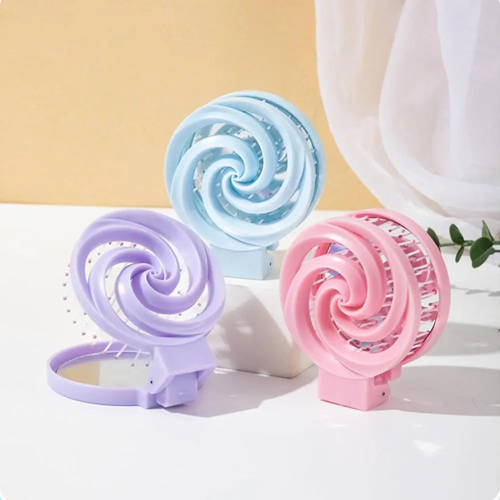 Mini Pocket Mirror Folding Comb Girl Women Portable Round Pocket Small Travel Massage Hair Brush with Mirror Styling Accessories Peaceful Pleasures Health and Wellness